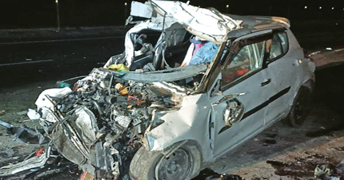 Four of a family die as car collides with truck in Bhilwara